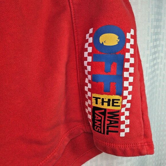 Vans Mens Medium Red Drawstring Shorts With Off The Wall Logo - Picture 2 of 6